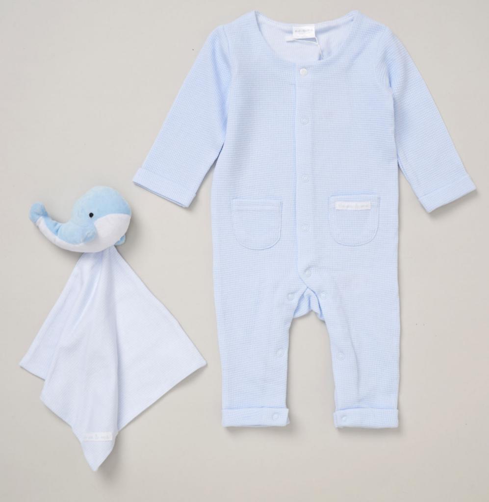 Rock a bye boutique F09021NB 5056756546892 RBF09017 Whale Waffle Romper & Comforter(0-12 months)