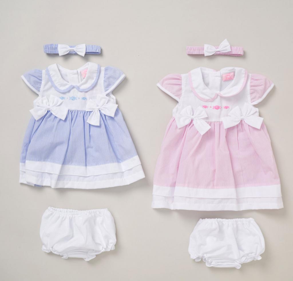 Rock a bye boutique F09176 NB 5056756552152 RBF09176A Stripe Double Bow Dress (0-9 months)