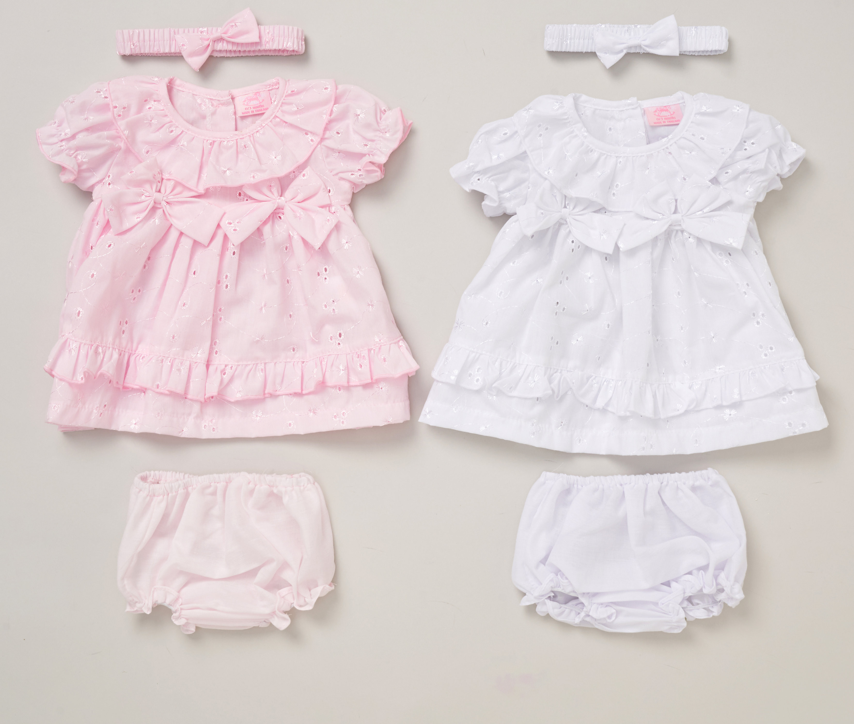 Rock a bye boutique F09178 NB 5056756552312 RBF09178A Broderie Anglaise and Bows Dress Set (0-9 months)
