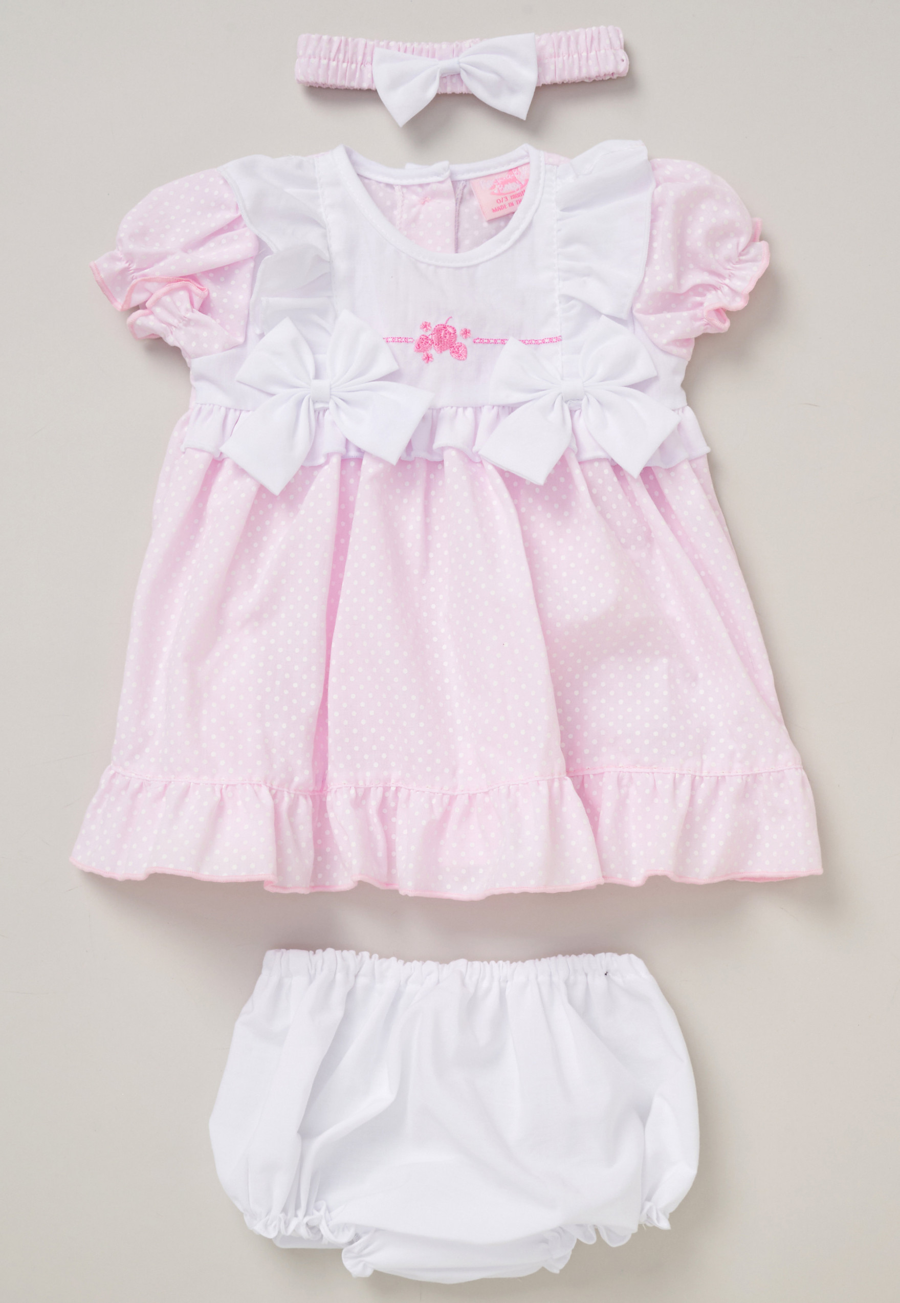 Rock a bye boutique F09179 NB 5056756552398 RBF09179A Double Bow Dress Set (0-9 months)