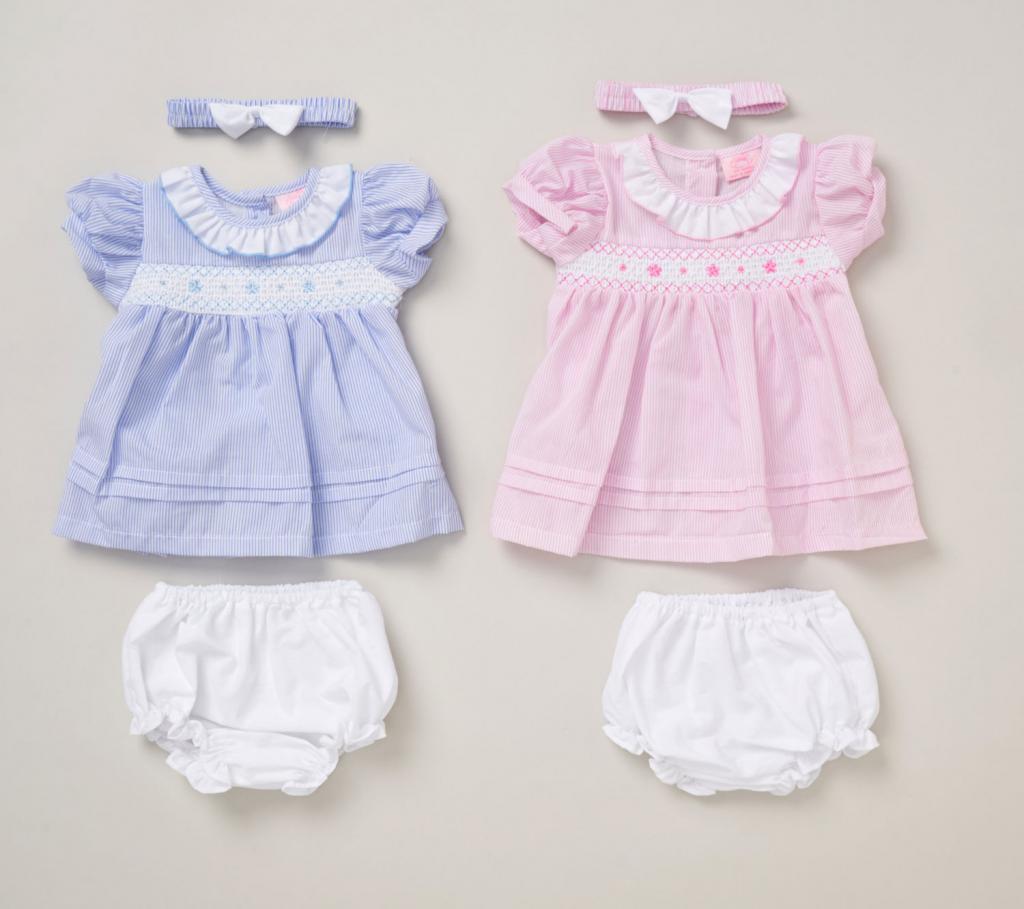 Rock a bye boutique F09180 INF 5056756574819 RBF09180B Smocked Stripe Dress Set (9-24 months)