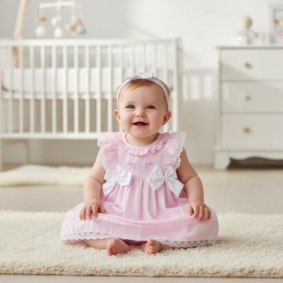 RBF09237-A  Lace and Bows Dress Set  (0-9 months)