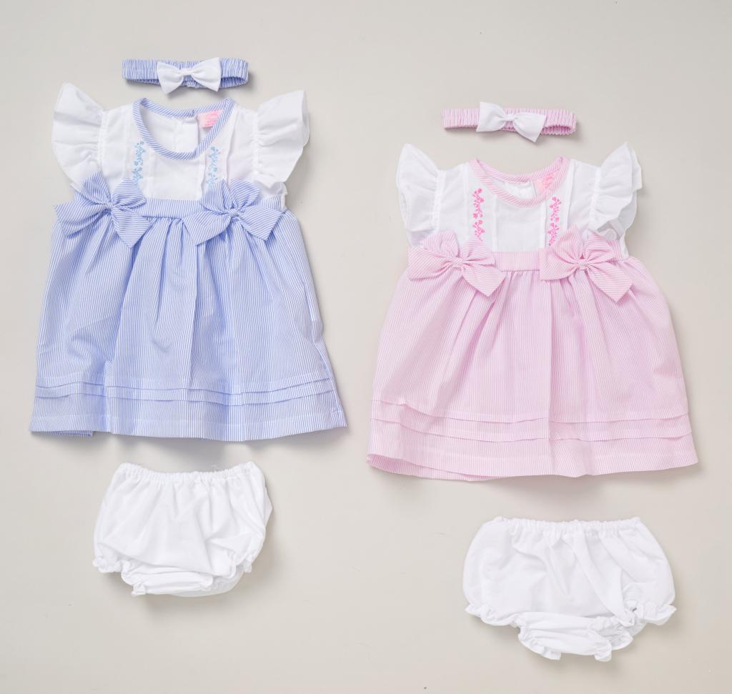 Rock a bye boutique F09240 NB 5056756553197 RBF09240A Striped Dress Set with Bows (0-9 months)