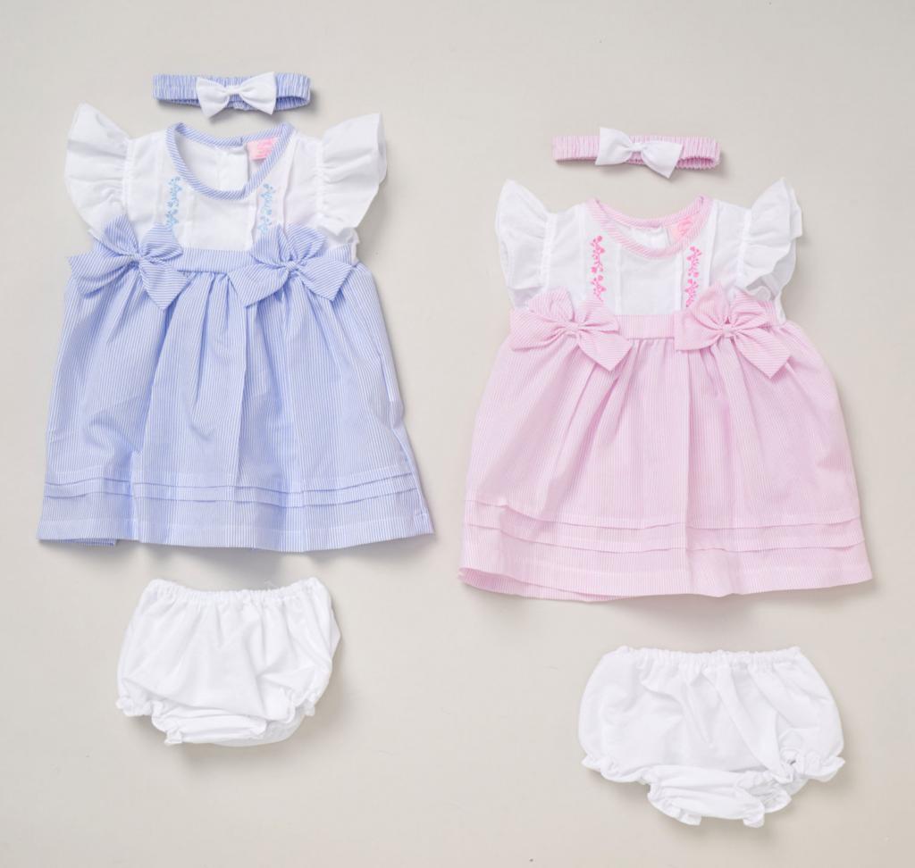 Rock a bye boutique F09240 INF 5056756574895 RBF09240B Striped Dress Set with Bows (9-24 months)