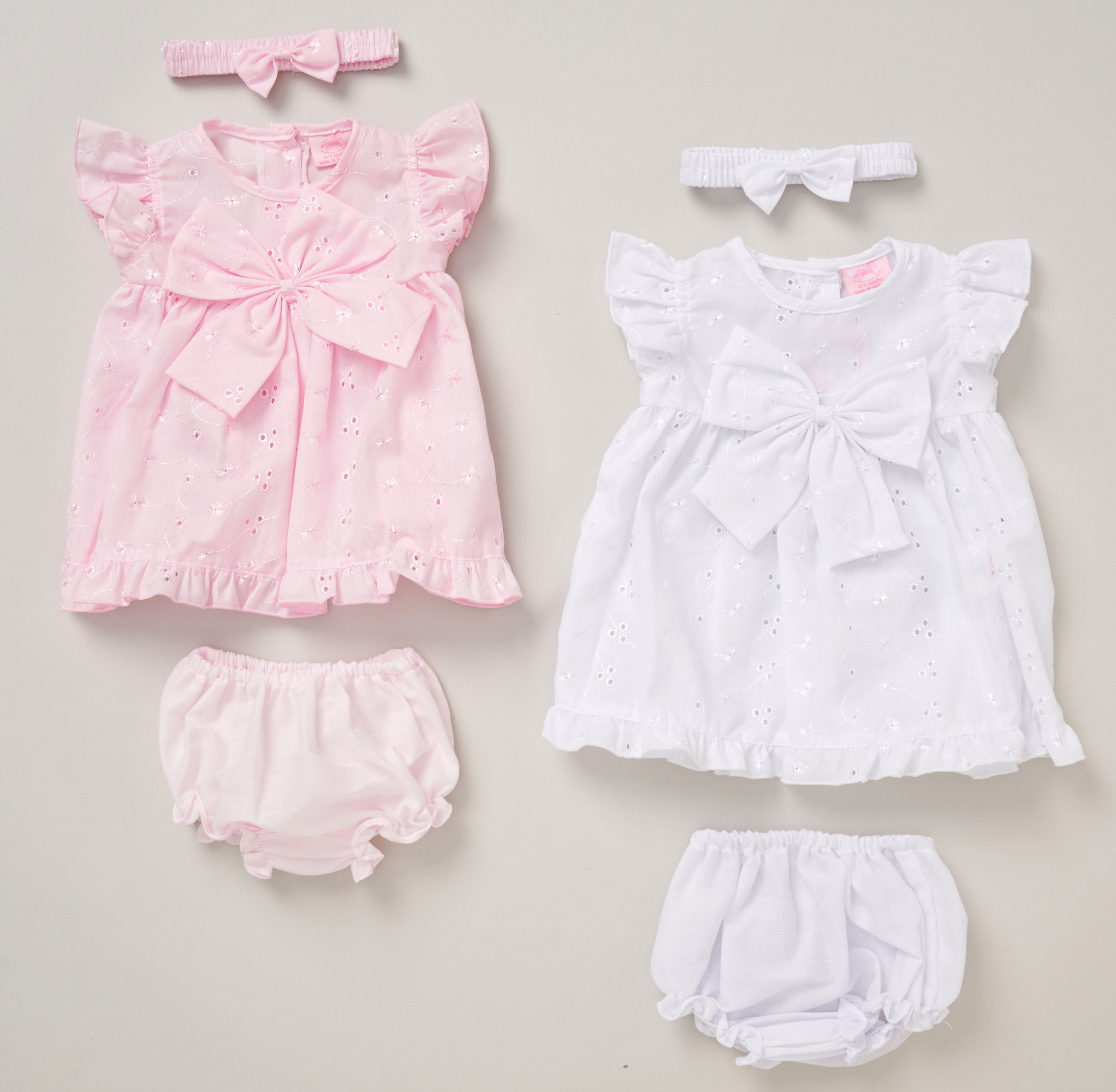Rock a bye boutique F09242 INF 5056756574918 RBF09242B Broderie Anglaise Bow Dress Set (9-24 months)