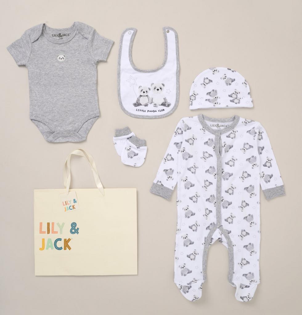 Lily & Jack F09897NB * LJF09897 "Little Panda Club" 5 Piece Layette Set (Nb-6 months)