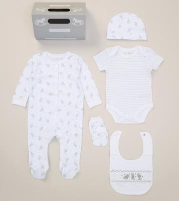 Rock a bye boutique F09898NB * RBF09898W Elephant  5 Piece Layette Set (Nb-6 months)