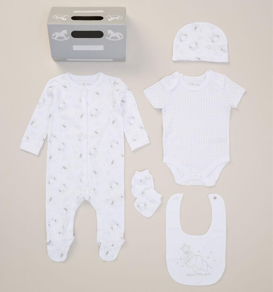 Rock a bye boutique F09901NB * RBF09901W  Elephant 5 Piece Layette Set (Nb-6 months)