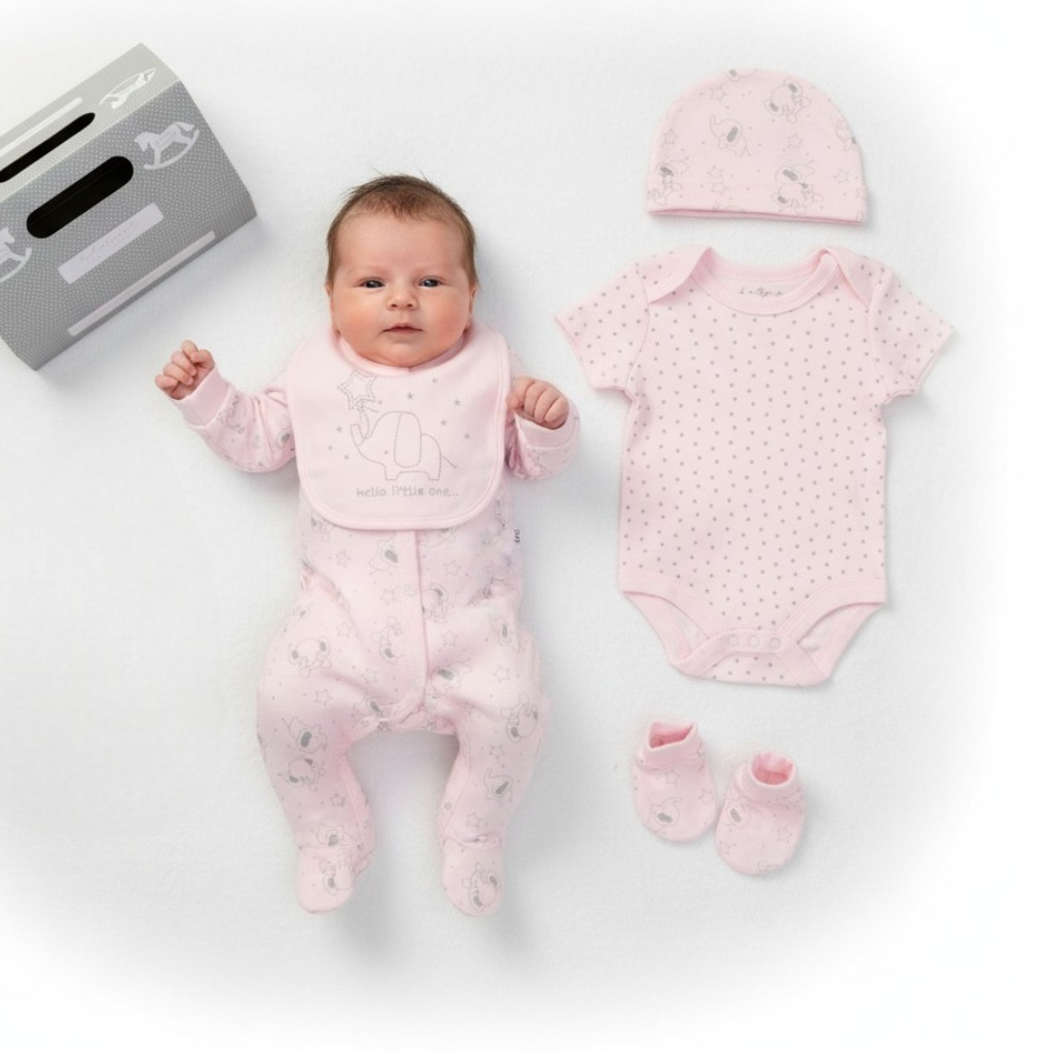 Rock a bye boutique F09905NB * RBF09905-P Sparkle "Hello" 5 Piece Layette Set (Nb-6 months)