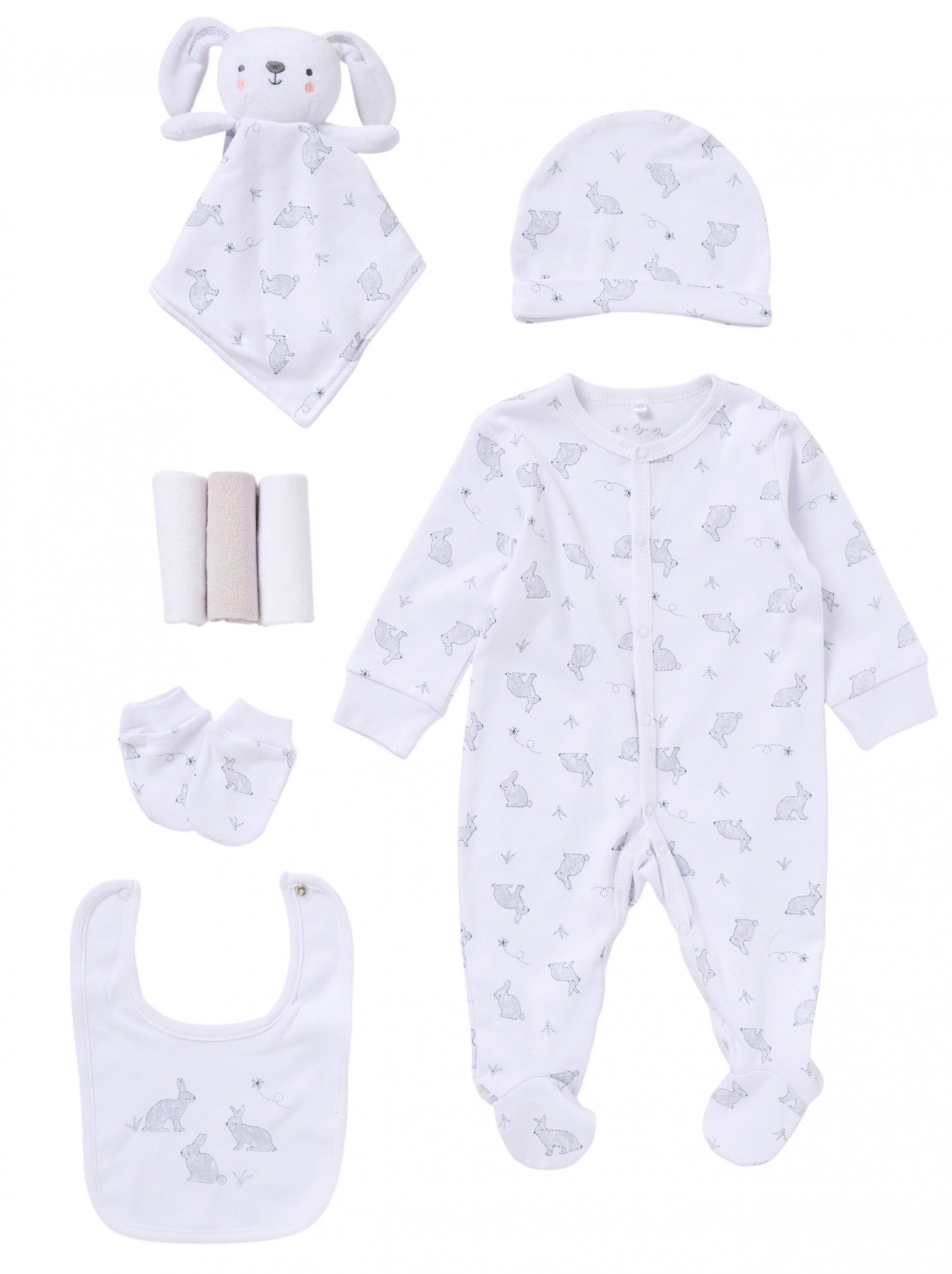 Rock a bye boutique F10110 * RBF10115W 8 Piece "Bunny" Layette Set (NB-6 months)