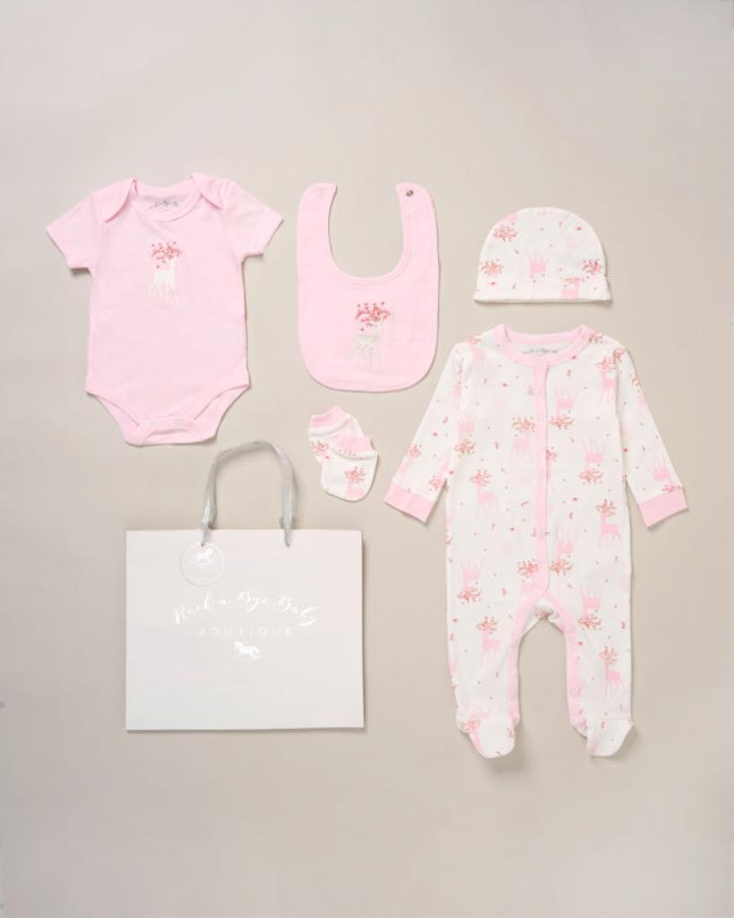 Rock a bye boutique F10388NB * RBF10388  "Deer" 5 Piece Layette Set (Nb-6 months)