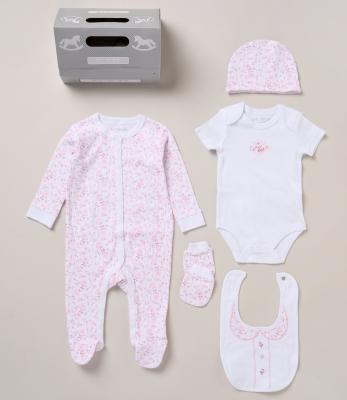 Rock a bye boutique F10701NB * RBF10701 Floral 5 Piece Layette Set (Nb-6 months)