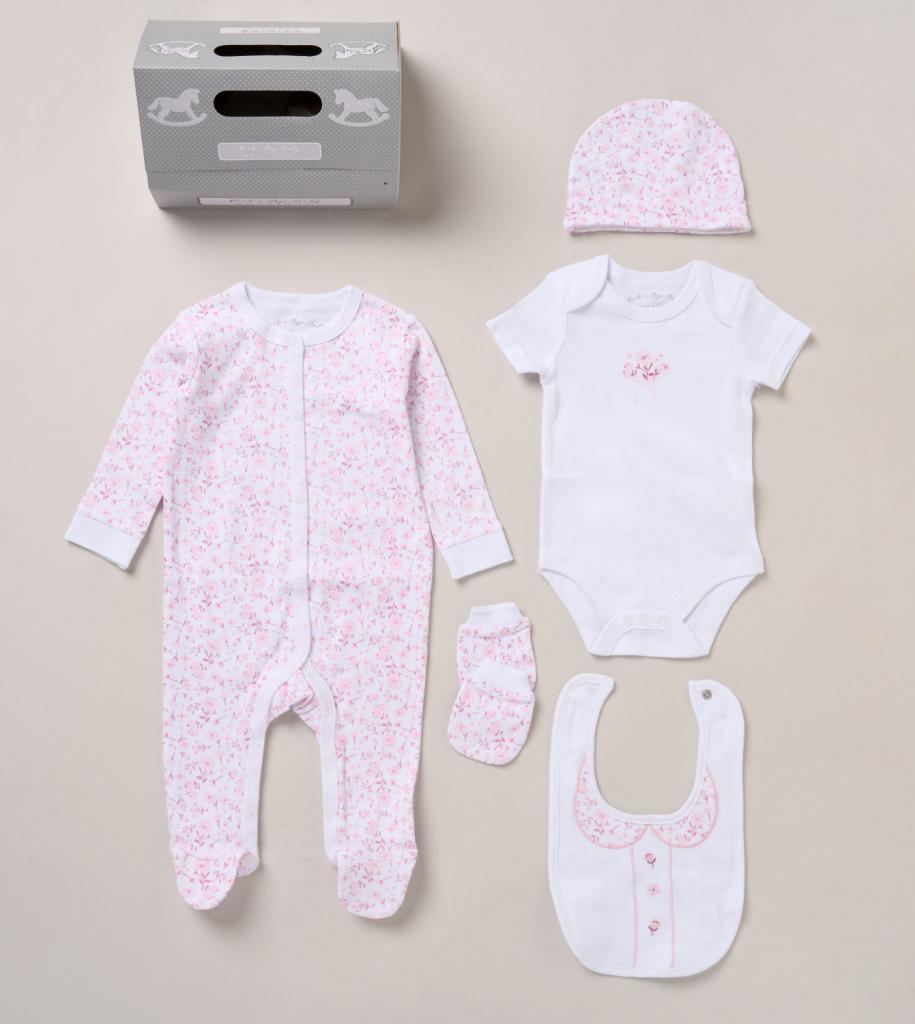 Rock a bye boutique F10701NB * RBF10701 Floral 5 Piece Layette Set (Nb-6 months)