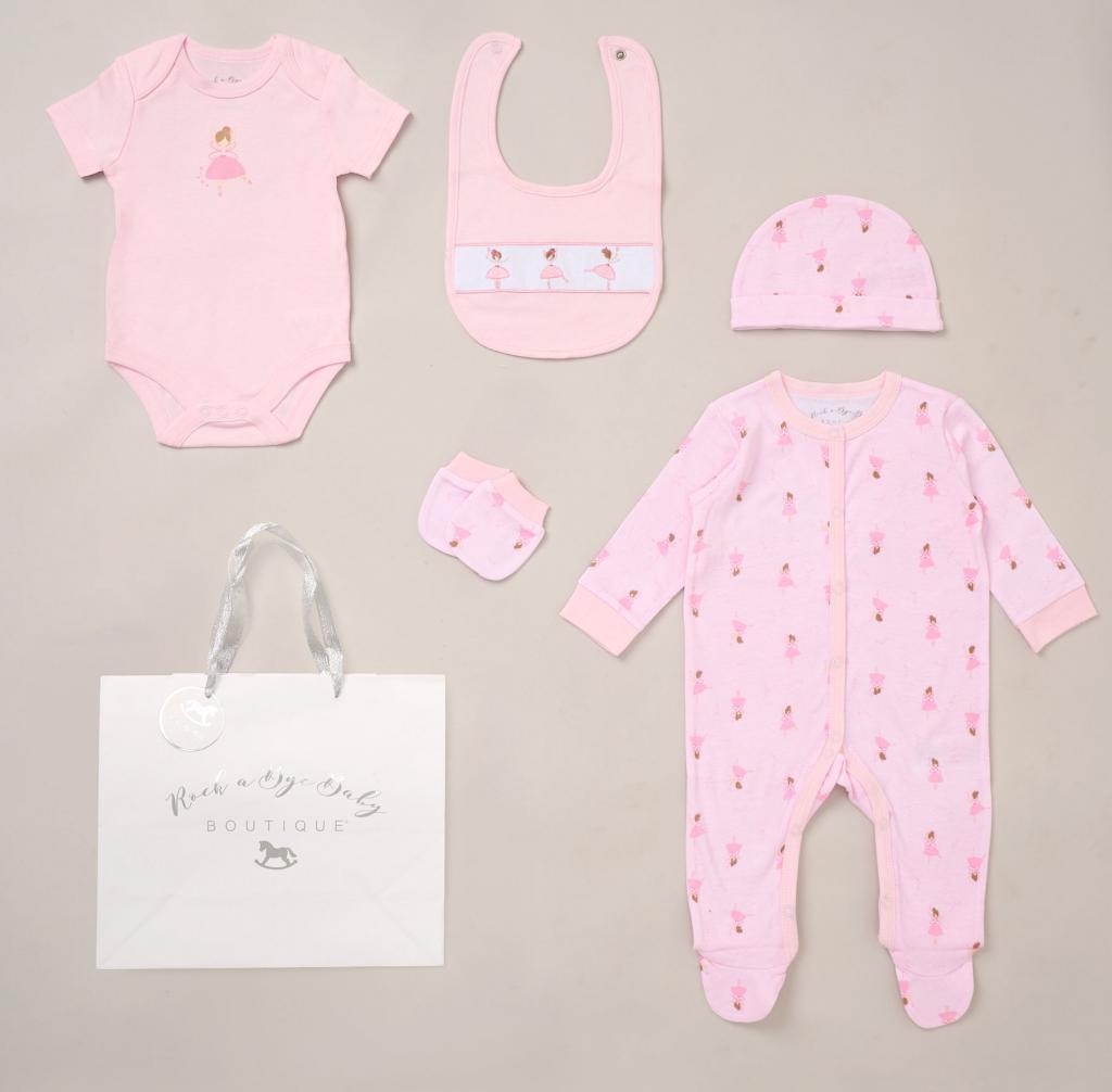 Rock a bye boutique F10706NB * RBF10706 Ballerina  5 Piece Layette Set (Nb-6 months)