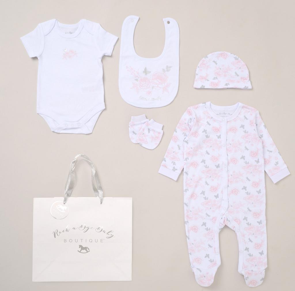 Rock a bye boutique F10736NB * RBF10736 Little Butterfly  5 Piece Layette Set (Nb-6 months)
