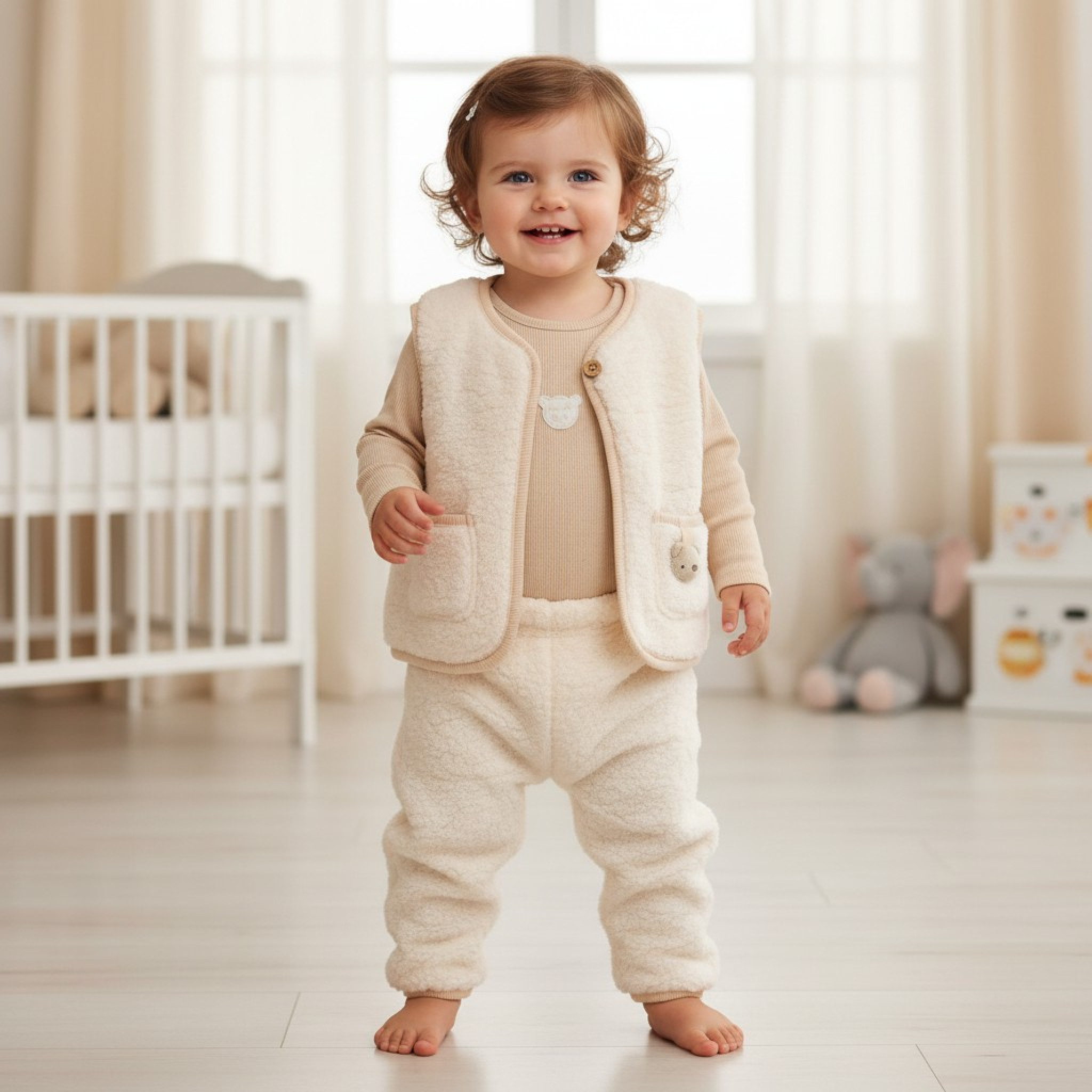 Rock a bye boutique G10801INF * RBG10801A Sherpa Teddy Gilet Set (12-24 months)