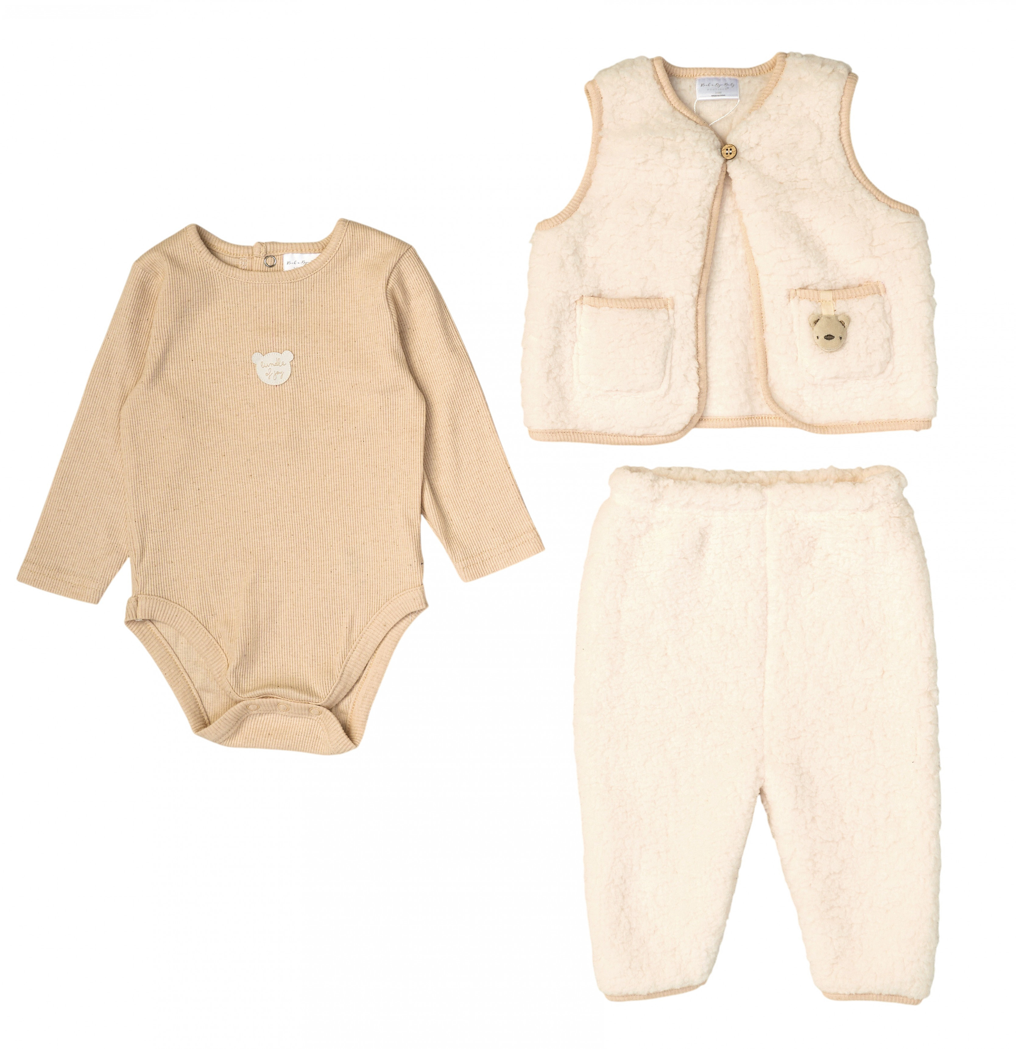 Rock a bye boutique G10801NB * RBG10801E Sherpa Teddy Gilet Set (0-9 months)