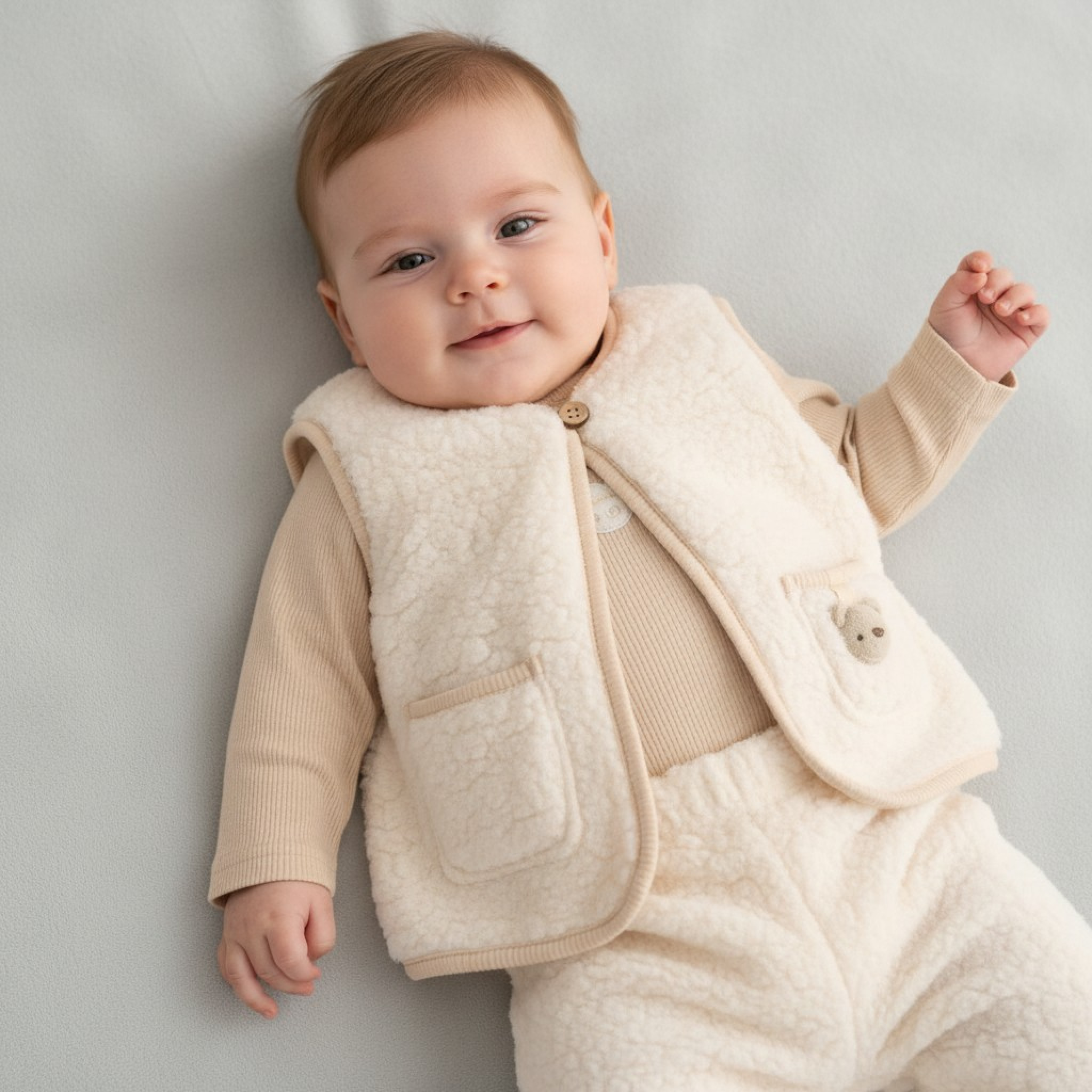 Rock a bye boutique G10801NB * RBG10801 Sherpa Teddy Gilet Set (0-9 months)