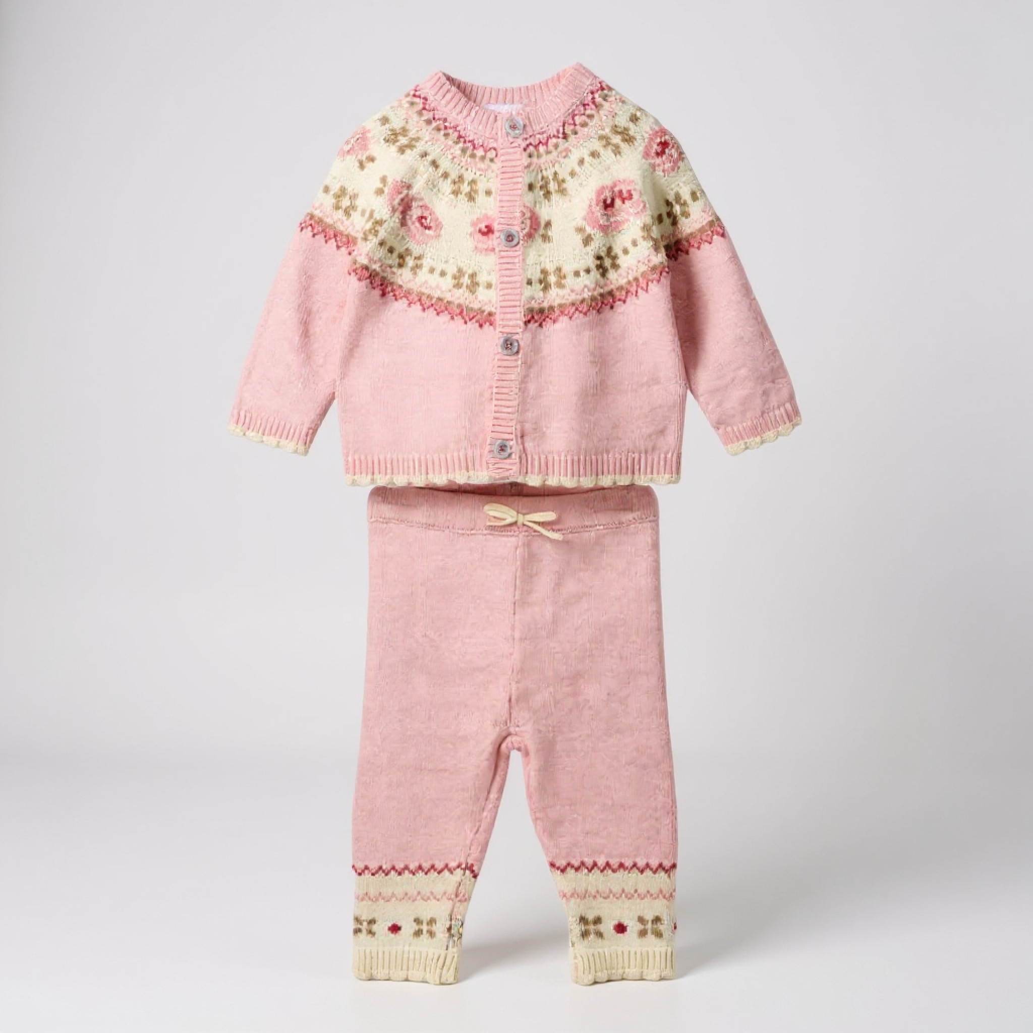Rock a bye boutique G10829 * RBG10829P Knitted "Rose" Two Piece(0-12 months)