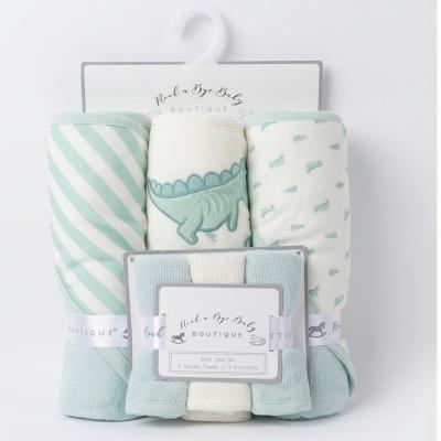 RBG11376SG  Hooded Towel and Wash Cloth Set "Dinosaurs" 