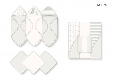 Rock a bye boutique G11376 * RBG11376SG Hooded Towel and Wash Cloth Set "Dinosaurs"