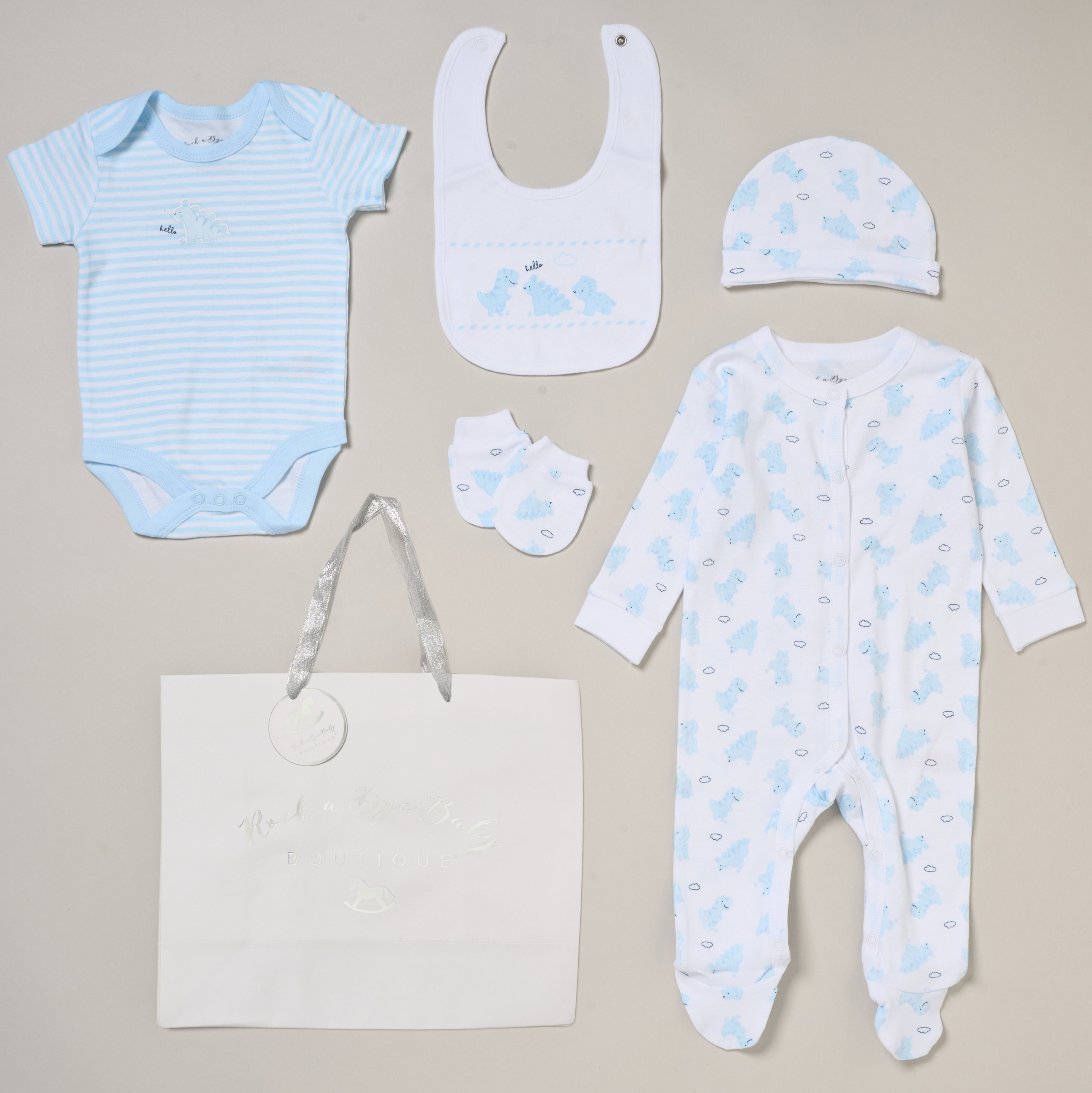 Rock a bye boutique G11811NB * RBG11811 Hello Dinosaur 5 Piece Layette Set (Nb-6 months)