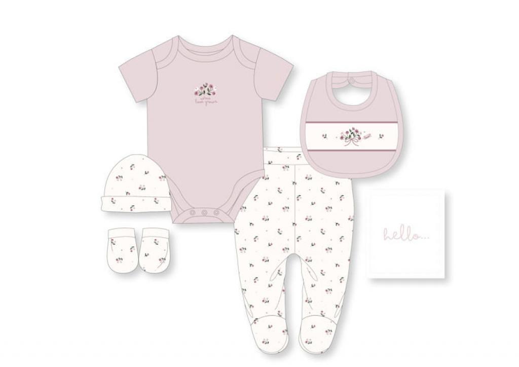 Rock a bye boutique G11827 * RBG11827 Floral 6 Piece Layette Set (Nb-6 months)