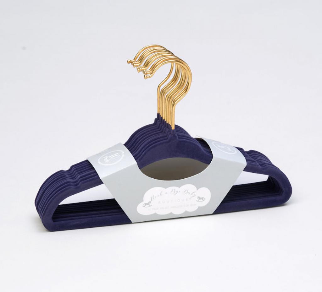 Rock a bye boutique G11915  RBG11915 10 x Velvet Hangers - Navy Blue