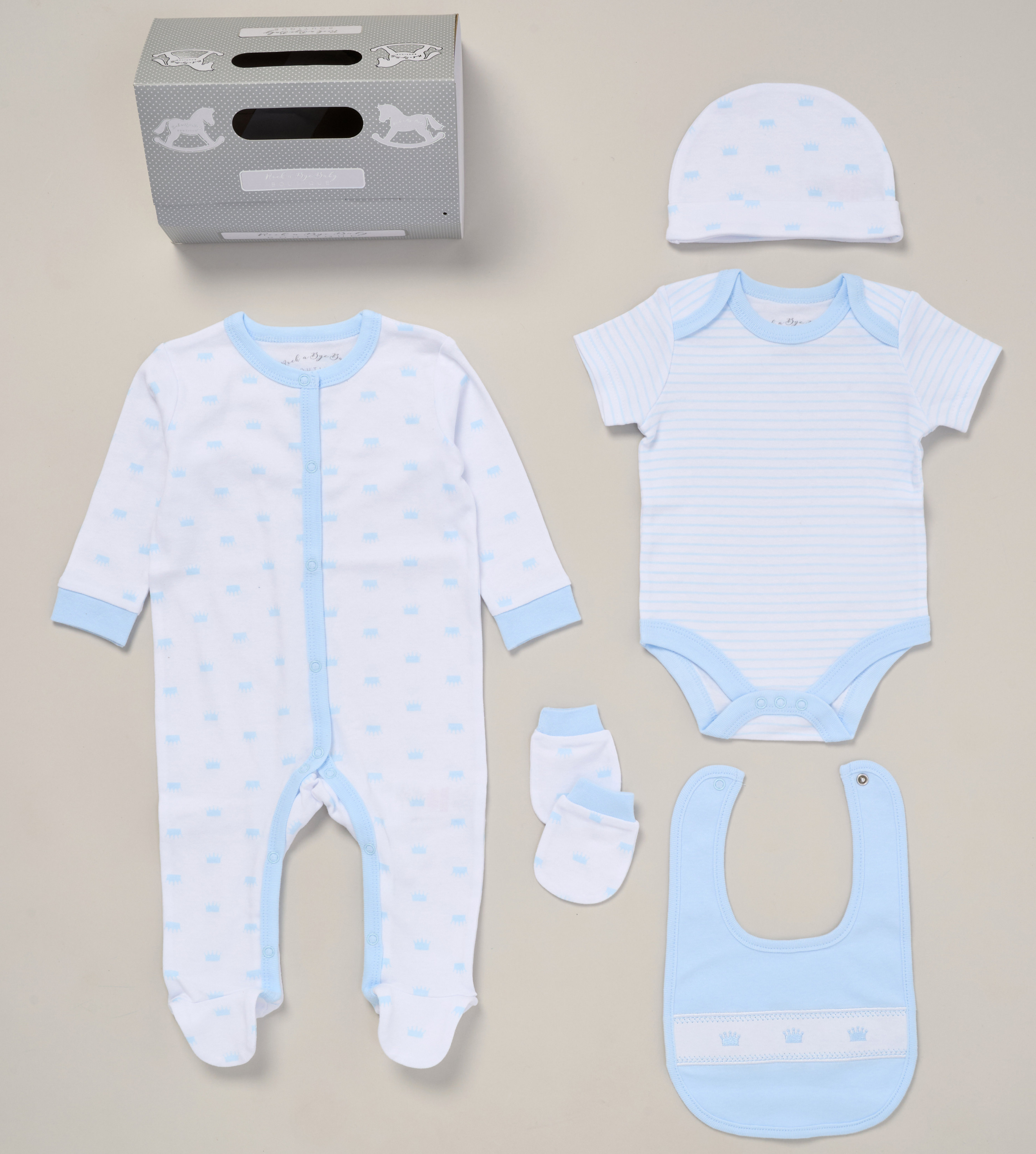 Rock a bye baby G11999NB * RBG11999 Crown  5 Piece Layette Set (Nb-6 months)