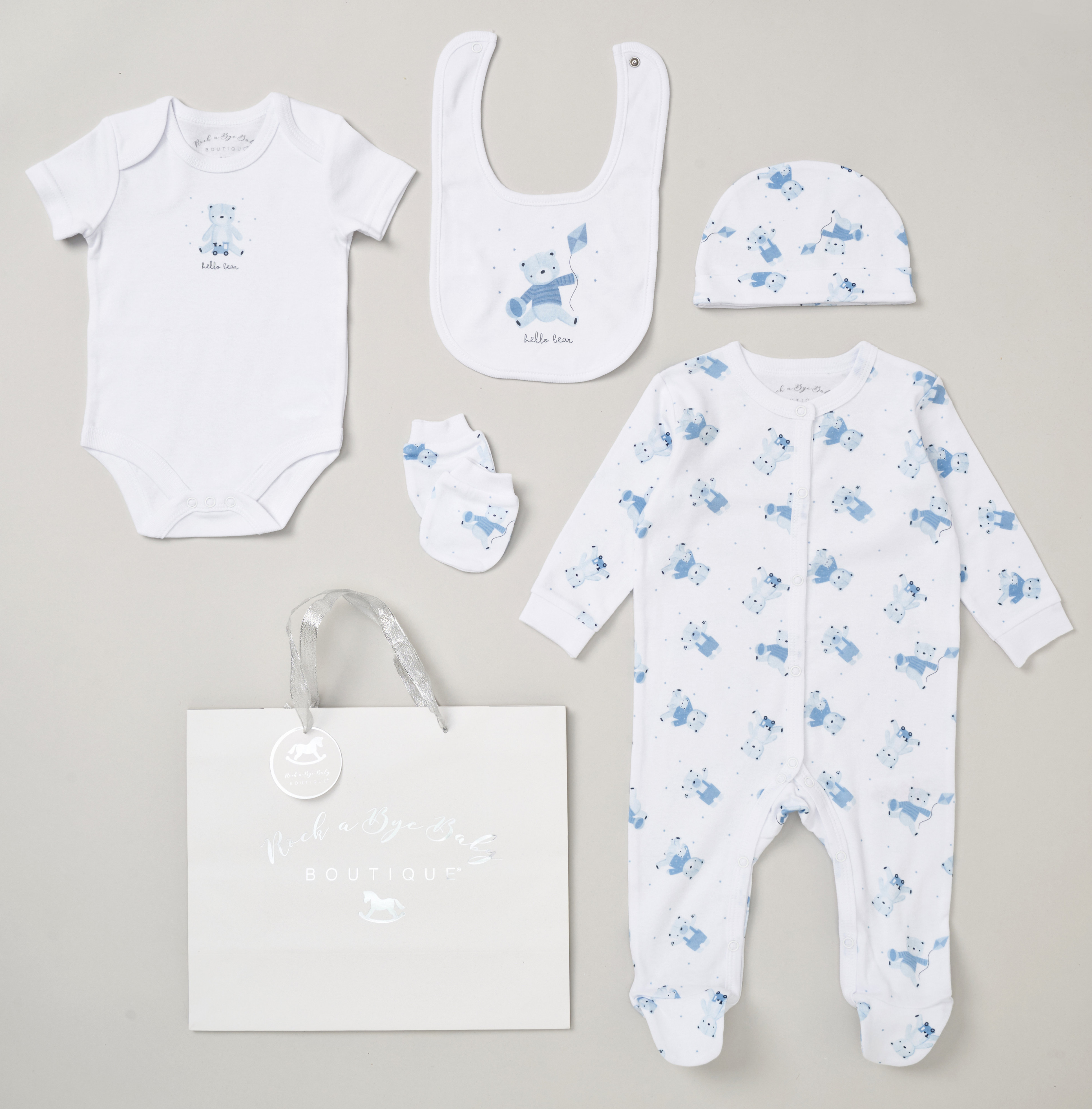 Rock a bye boutique G12002NB * RBG12002 Hello Bear  5 Piece Layette Set (Nb-6 months)