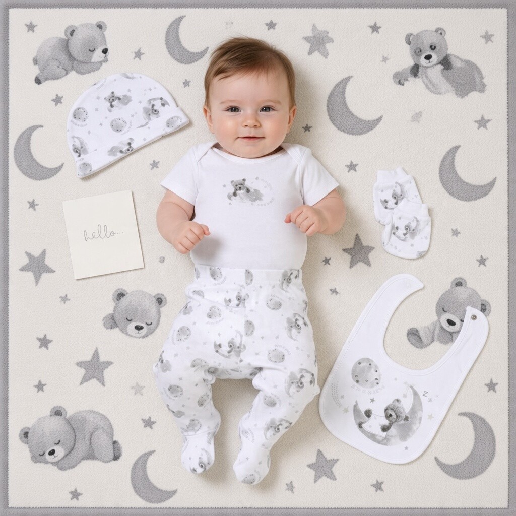Rock a bye boutique G12018 * RBG12018G Teddy 6 Piece Layette Set (Nb-6 months)