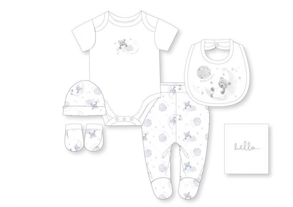 Rock a bye boutique G12018 * RBG12018 Teddy 6 Piece Layette Set (Nb-6 months)