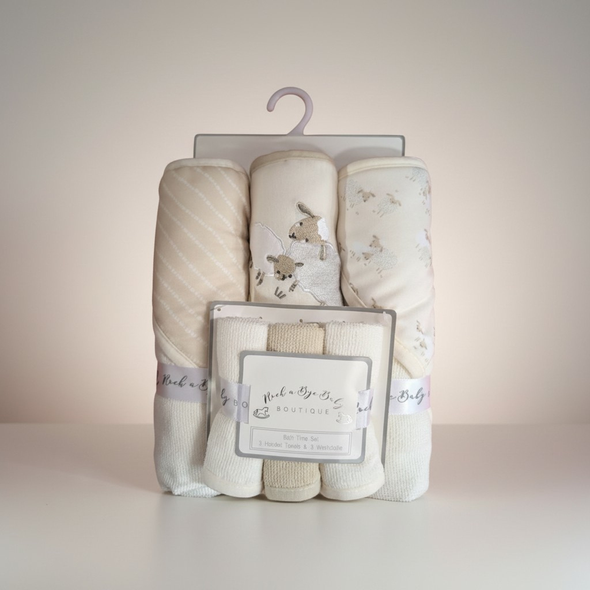 Rock a bye boutique H14924 * RBG12282A Hooded Towel and Wash Cloth Set "Sheep"