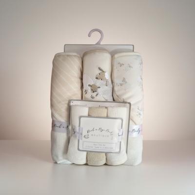 RBG12282A  Hooded Towel and Wash Cloth Set "Sheep" 