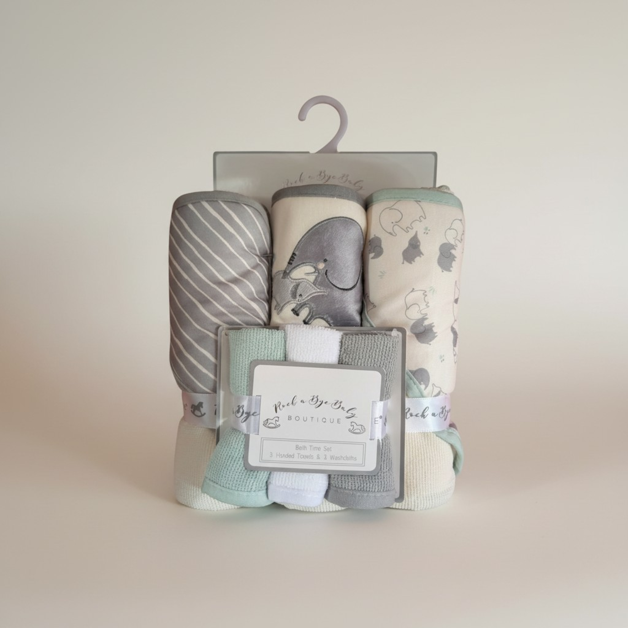 Rock a bye boutique G12283 * RBG12283A Hooded Towel and Wash Cloth Set "Elephant"