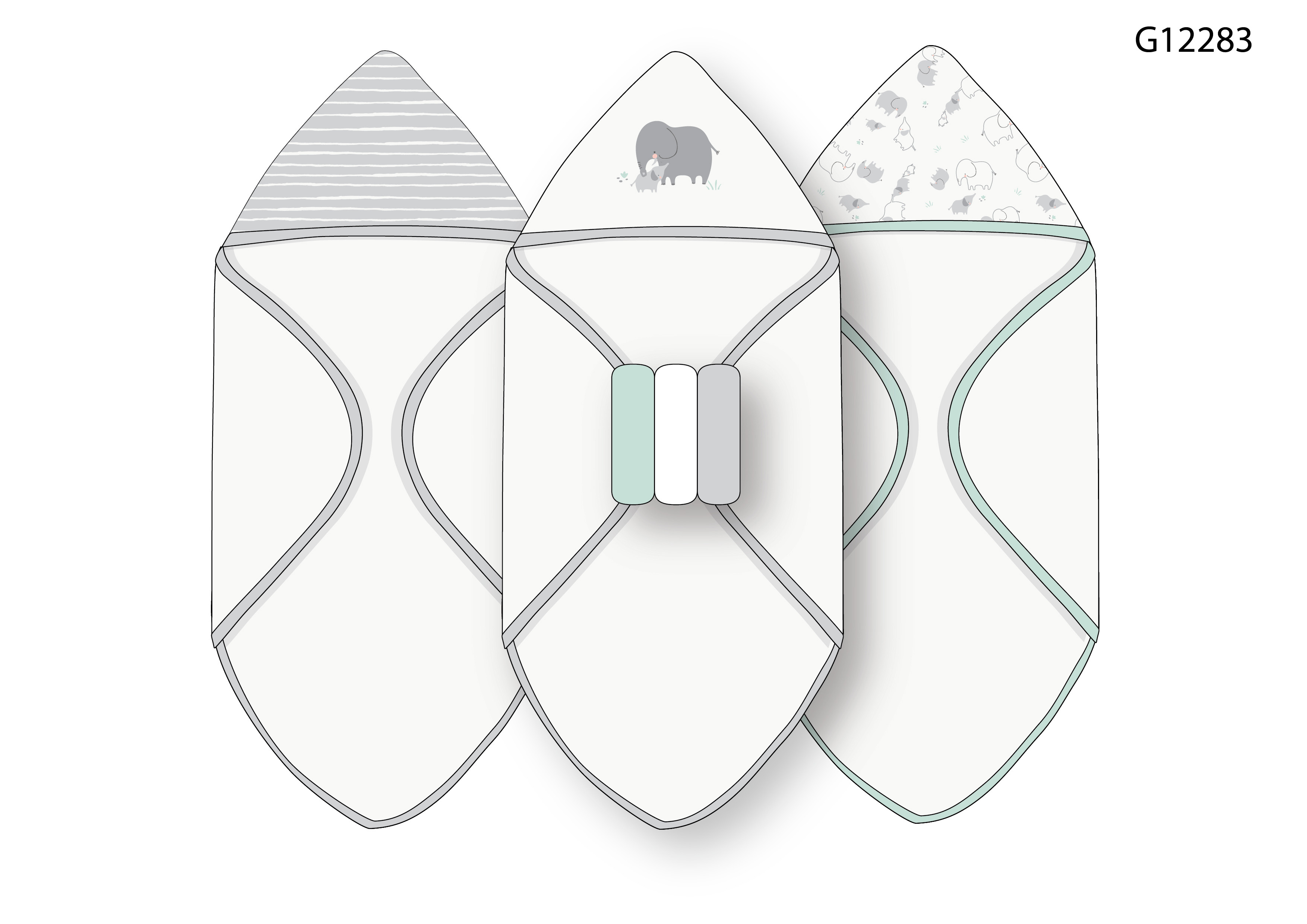 Rock a bye boutique G12283 * RBG12283 Hooded Towel and Wash Cloth Set "Elephant"