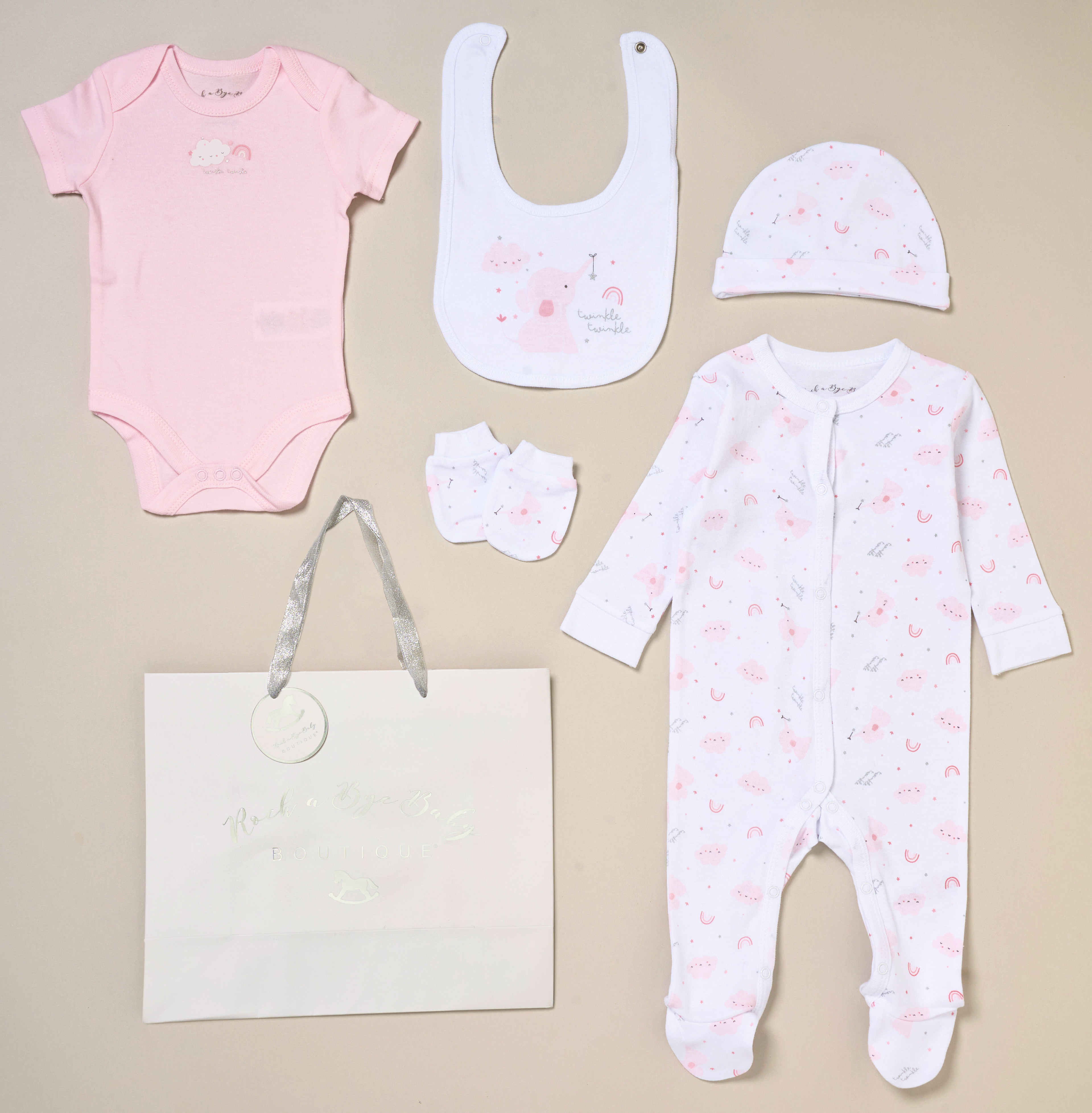 Rock a bye boutique G12401NB * RBG12401 Elephant 5 Piece Layette Set (Nb-6 months)
