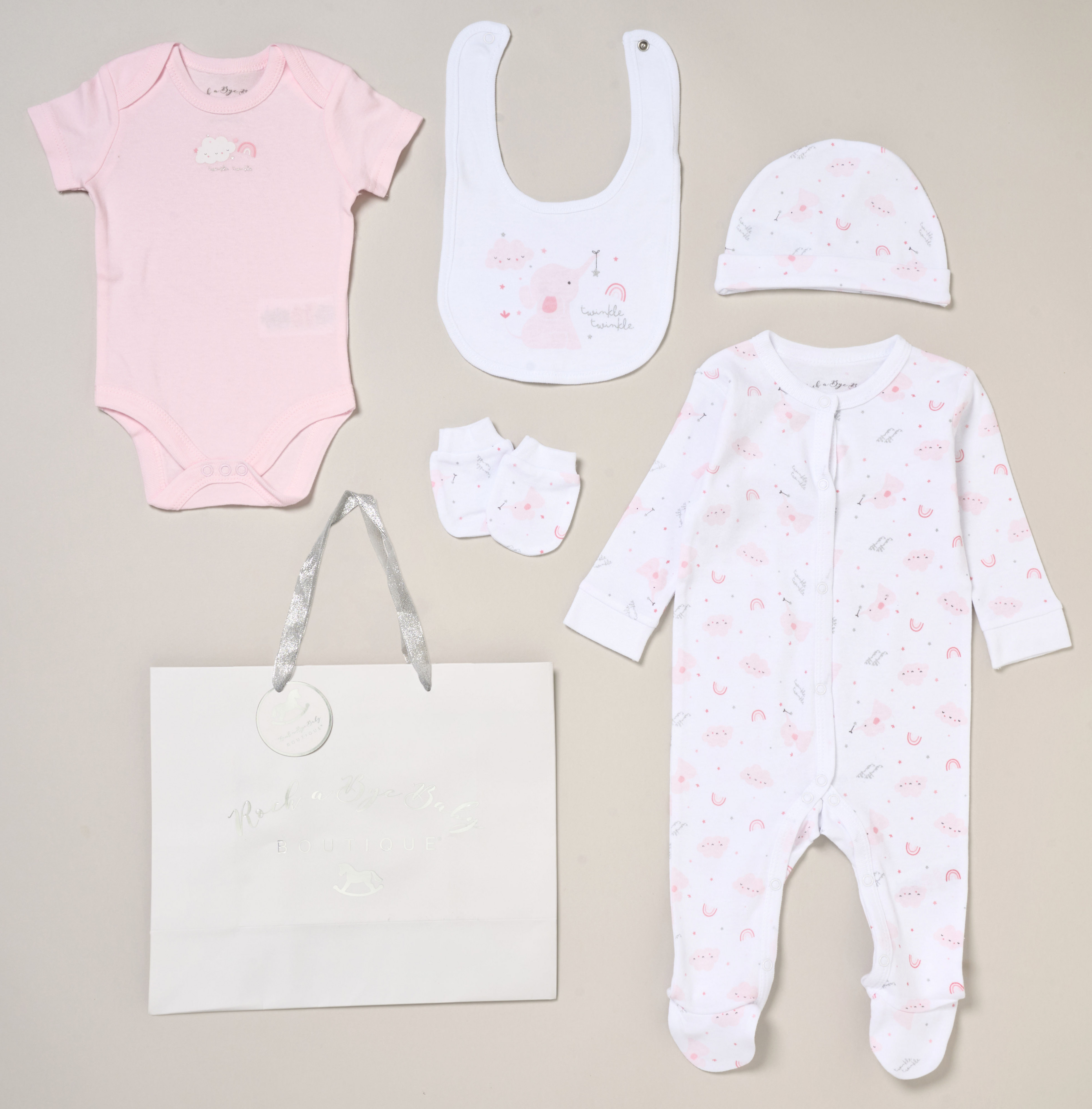 Rock a bye boutique G12401NB * RBG12401 Elephant 5 Piece Layette Set (Nb-6 months)