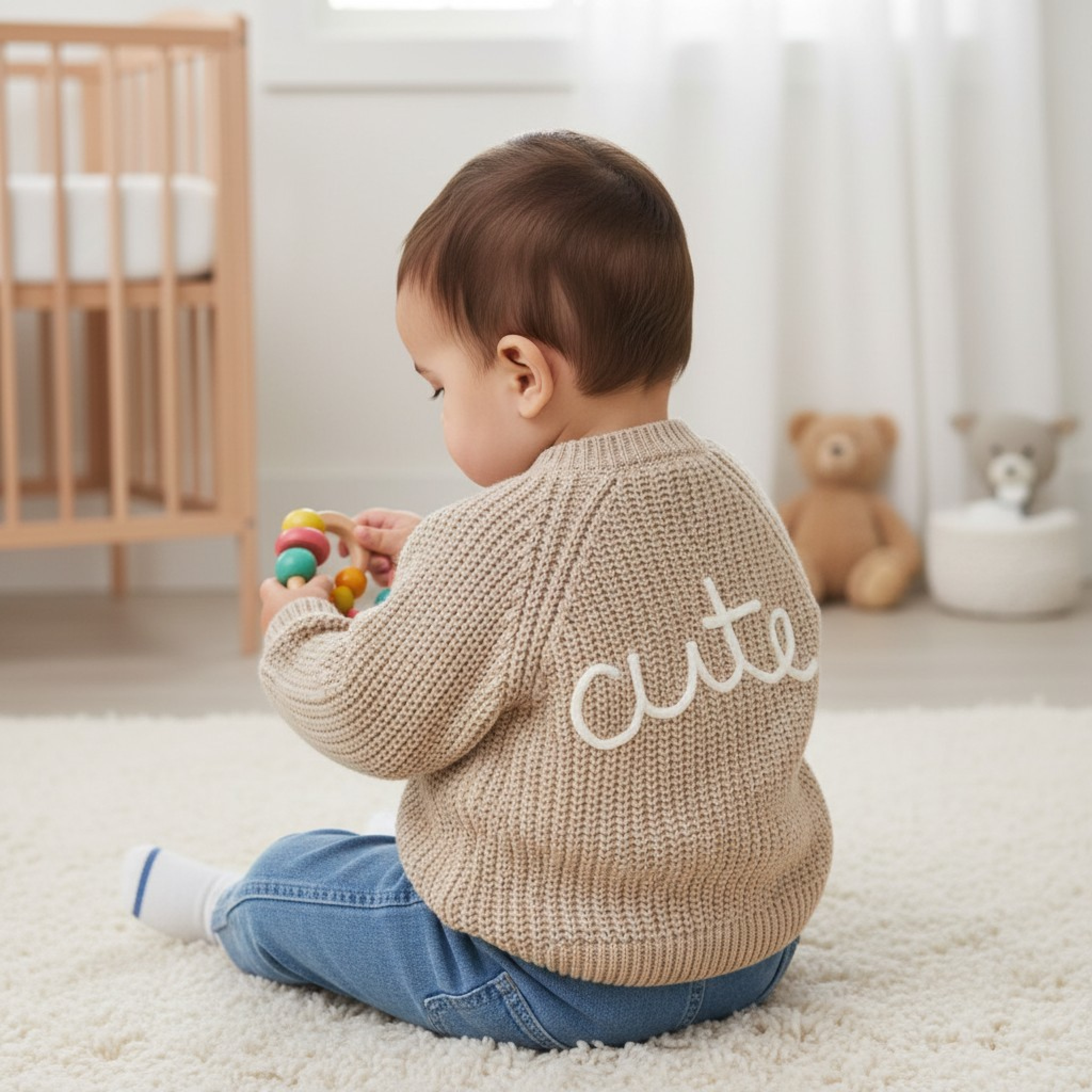 Rock a bye boutique g12764 * RBG12764B Beige "Cute" Cardigan (0-12 months)