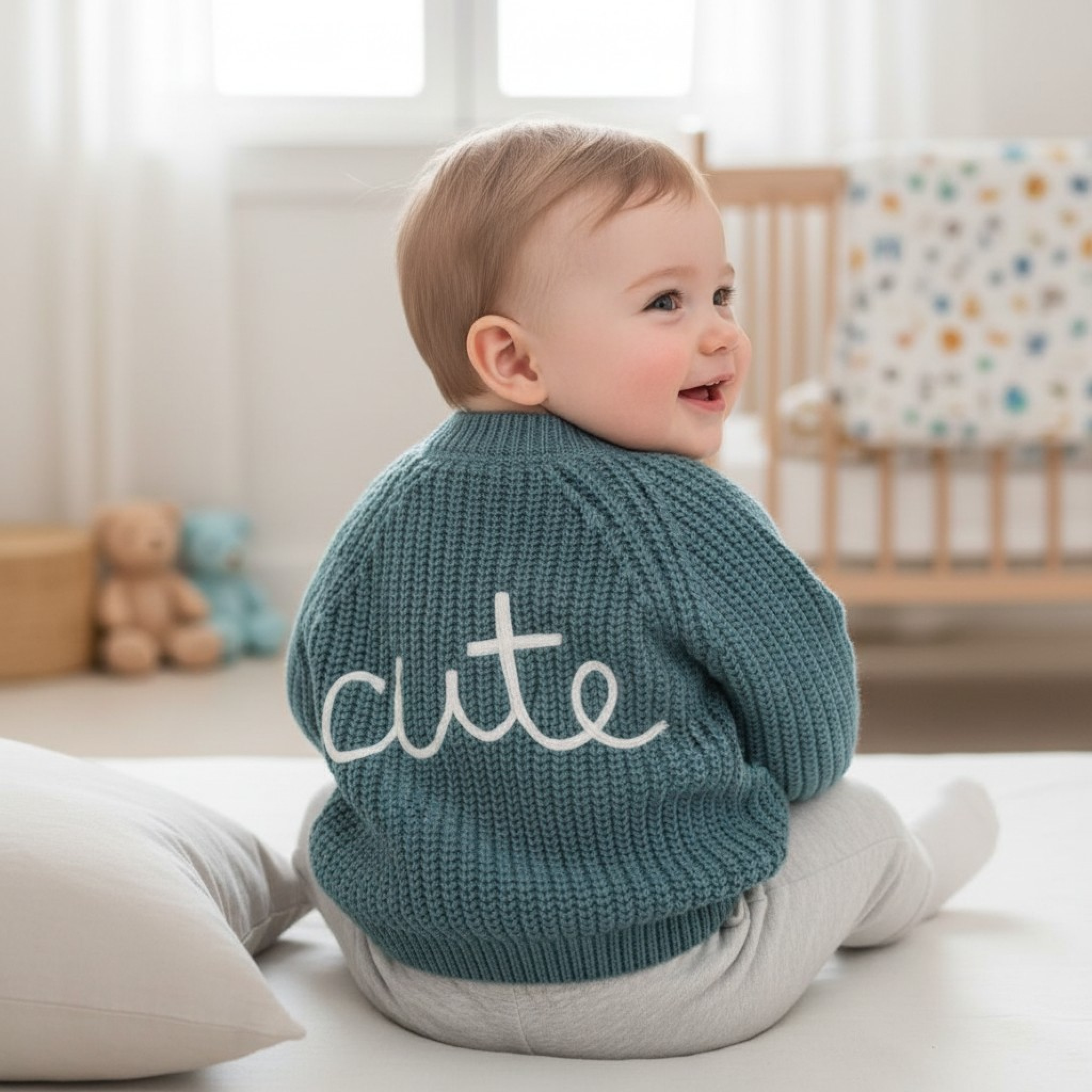 Rock a bye boutique g12765NB * RBG12765T Teal "Cute" Cardigan (0-12 months)