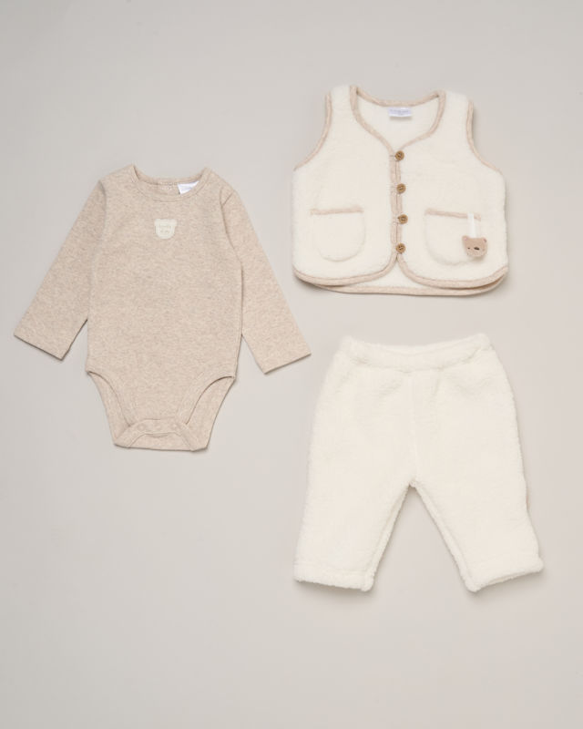 Rock a bye boutique J15446 * RBG15446 Sherpa Teddy Gilet Set (Newborn-6 months)