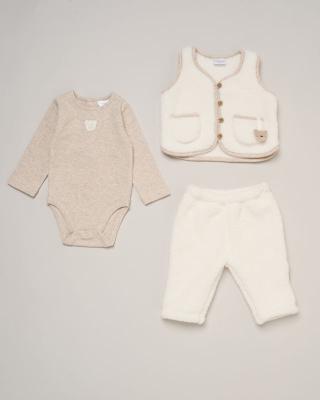 RBG15446  Sherpa Teddy Gilet Set  (Newborn-6 months)