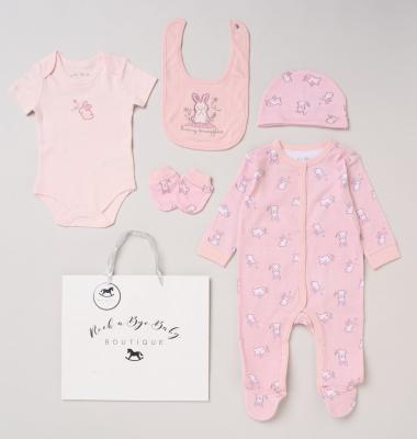Rock a bye boutique H12677NB * RBH12677 "Bunny" 5 Piece Layette Set (Nb-6 months)