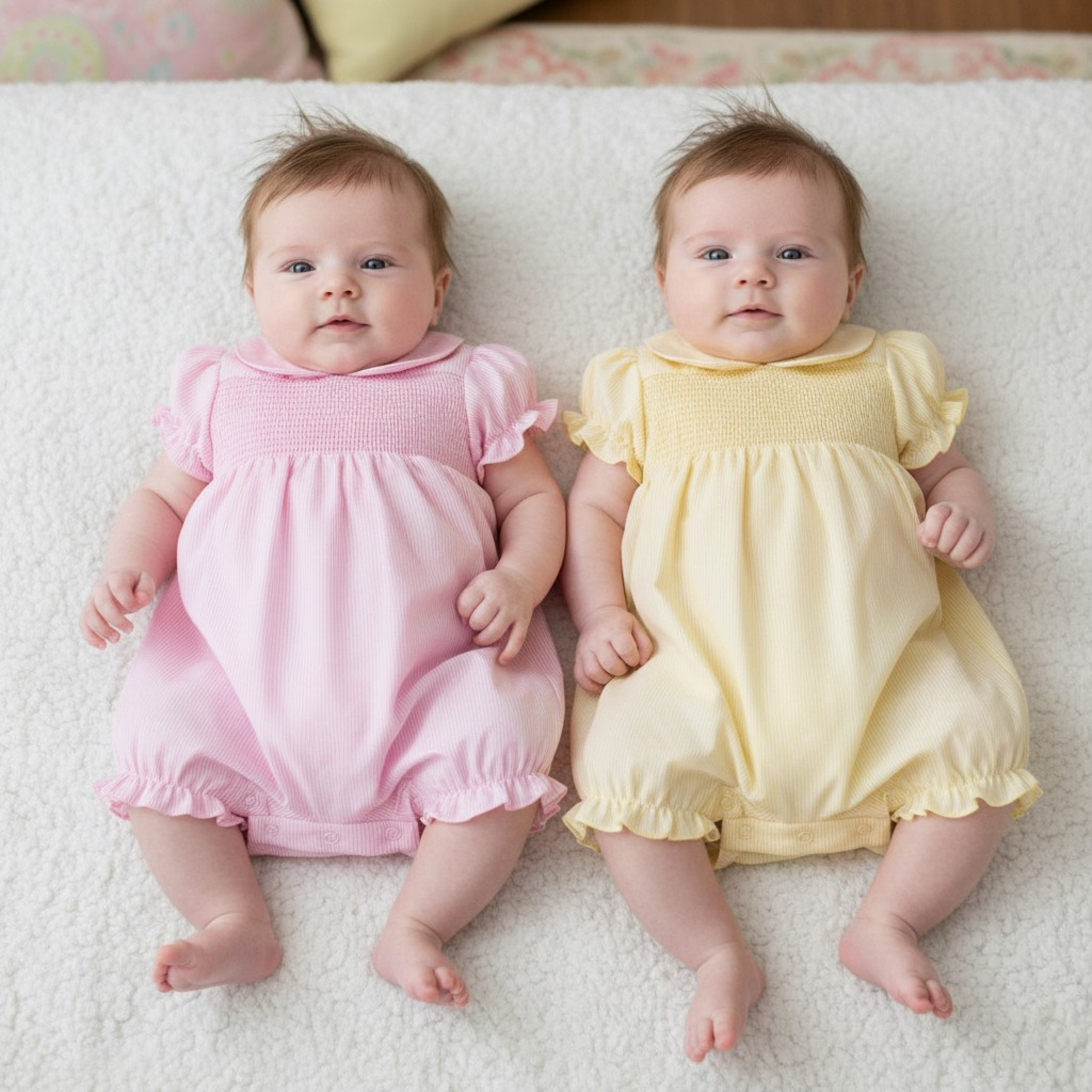 Rock a bye boutique H12797NB * RBH12797PY Striped and Smocked Romper (0-9 months)