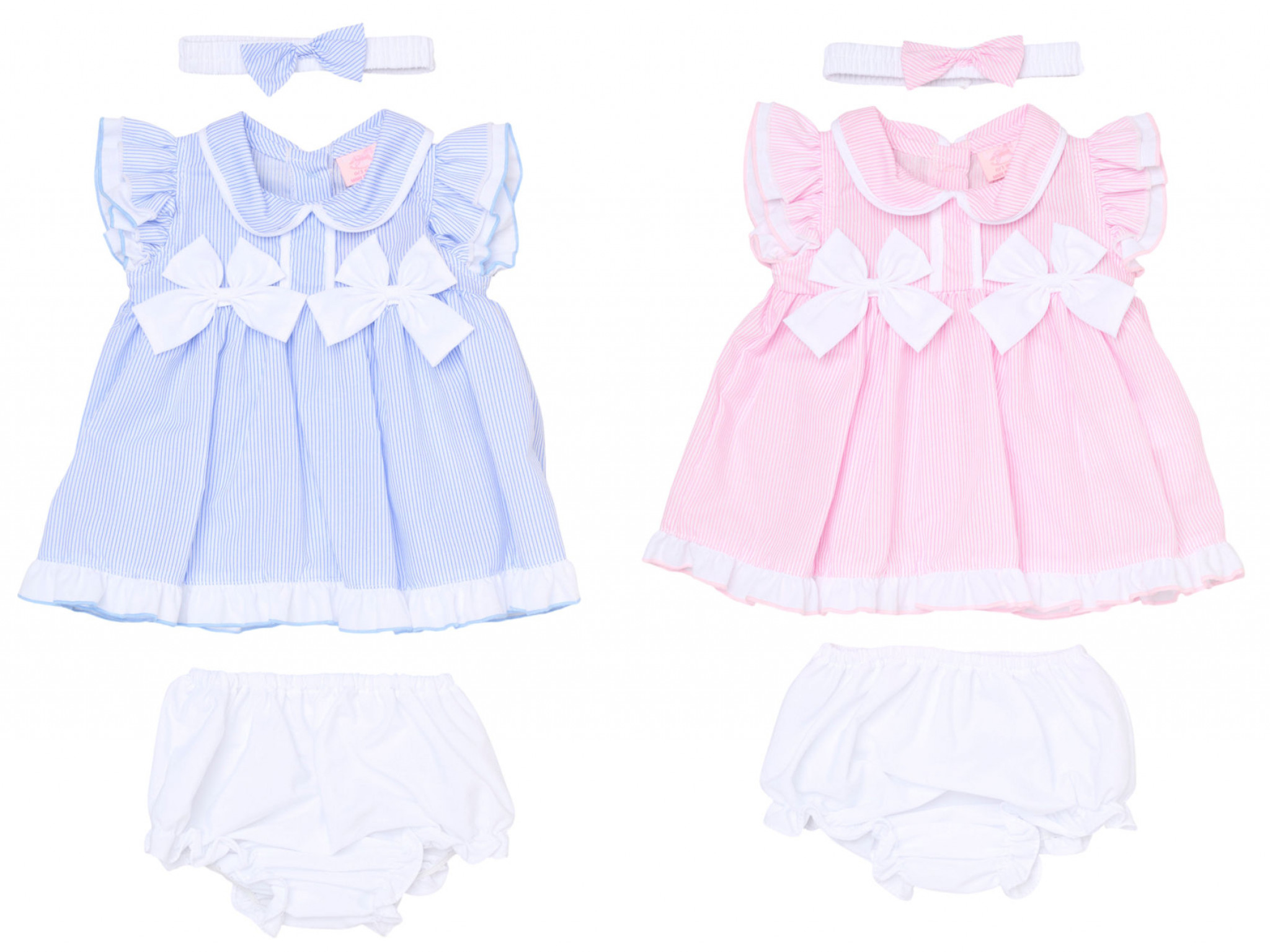 Rock a bye boutique H12800NB * RBH12800-A Double Bows Dress Set (0-9 months)