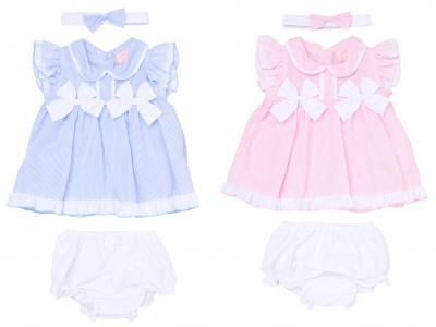 Rock a bye boutique H12800NB * RBH12800-A Double Bows Dress Set (0-9 months)