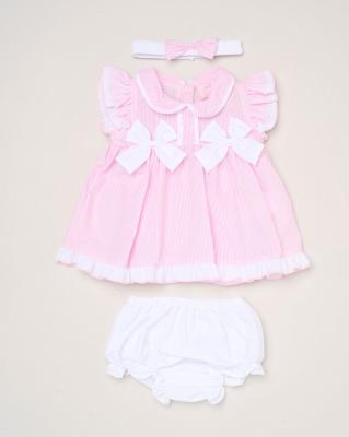 Rock a bye boutique H12800NB * RBH12800-A Double Bows Dress Set (0-9 months)