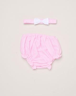 Rock a bye boutique H12802NB * RBH12802-AP Smock Stripe and Bows Dress Set (0-6 months)
