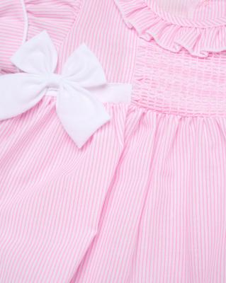 Rock a bye boutique H12802NB * RBH12802-AP Smock Stripe and Bows Dress Set (0-6 months)