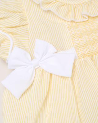 Rock a bye boutique H12802NB * RBH12802-A Smock stripe and bows Dress Set (0-9 months)